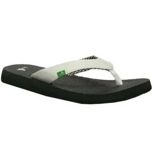 Sanuk Yoga Mat Flip Flop White Black Womens‎ 7 UK 5 EU 38